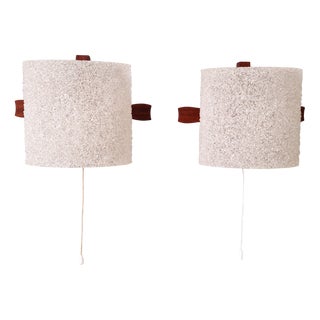 Scandinavian Wall Sconces in Teak and Granular Plastic Resin, 1960s, Set of 2 For Sale