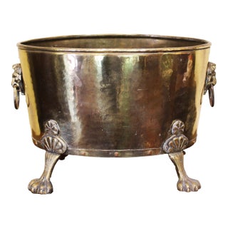 Circa 1880 English Oval Brass Jardiniere For Sale