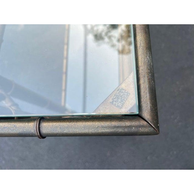 Faux Bamboo Bronze Metal and Glass Sofa Table For Sale - Image 13 of 18