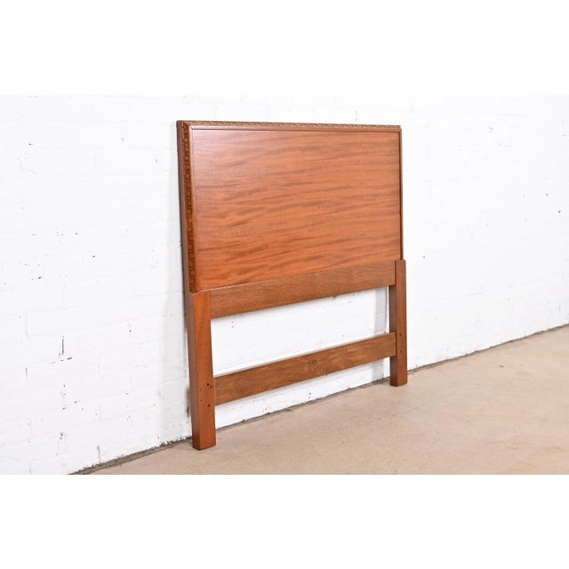 Mid-Century Modern Frank Lloyd Wright Taliesin Mahogany Twin Headboard, Newly Restored For Sale - Image 3 of 12