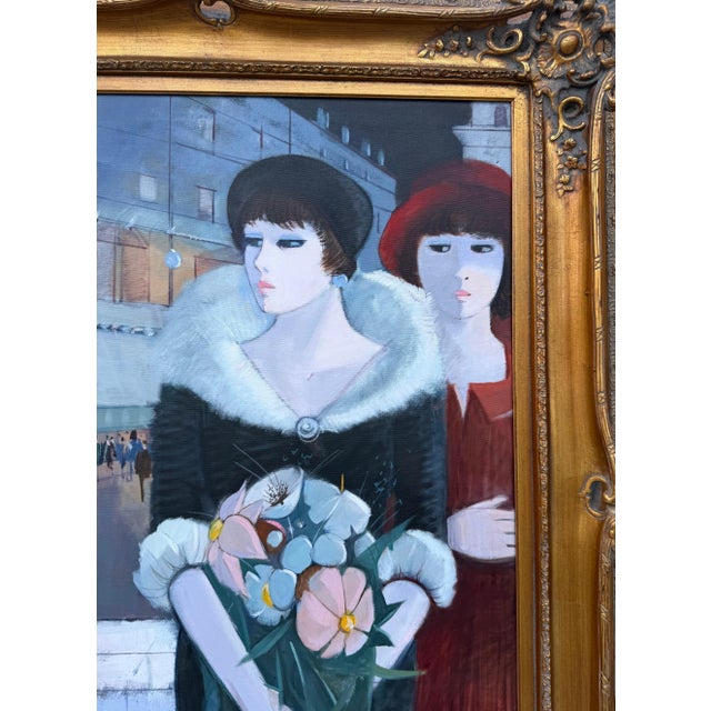 Charles Levier, Large Charles Levier Modernist Oil Painting Women Paris Street French Modernism For Sale - Image 12 of 18