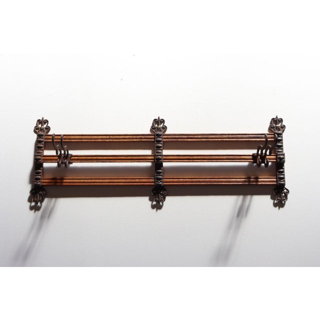 Early 20th Century Antique Victorian Style Oak and Cast Iron Coat Rack For Sale - Image 5 of 17
