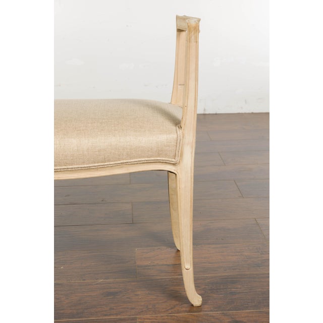 1920s French Carved Walnut Upholstered Bench with Natural Finish For Sale - Image 12 of 12