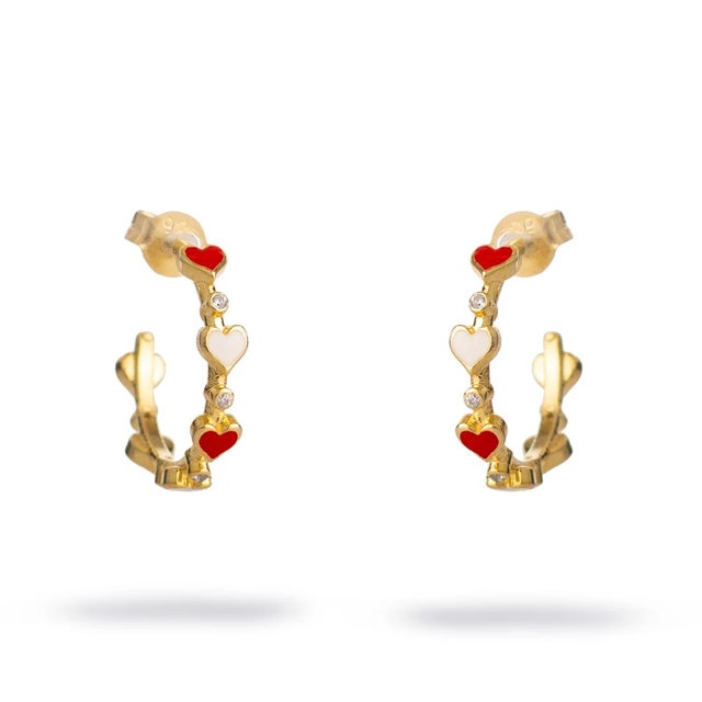 Eternal Love Enamel Heart Hoop Earrings, A Pair For Sale In Miami - Image 6 of 6