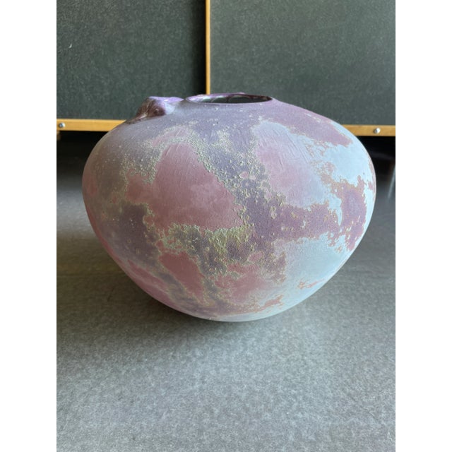 Ceramic 1990s California Modern Tony Evans Raku Koi Large Ceramic Vessel Vase For Sale - Image 7 of 12