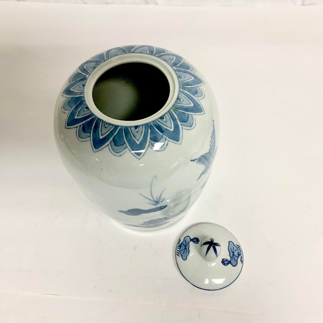 Mid-Century Chinoiserie Hollywood Regency Melon Jar With Lilly Pad, Hummingbirds For Sale - Image 9 of 9