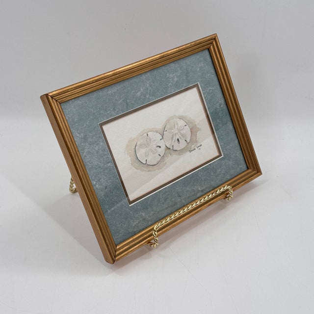 Paint Signed "Dianne Grusso '91." Original Sand Dollar Watercolor Still Life For Sale - Image 7 of 11
