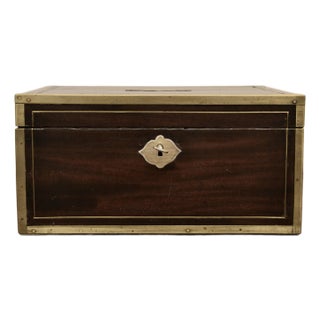 19th Century Mahogany Box With Brass Campaign Detailing For Sale