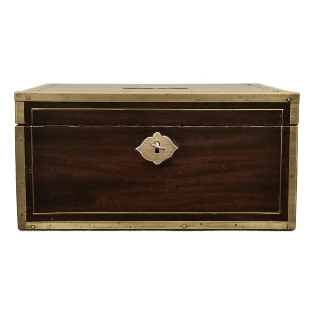 19th Century Mahogany Box With Brass Campaign Detailing For Sale