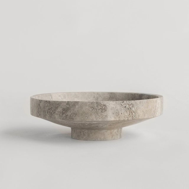 Silver Travertine Narrow Bowl from Kiwano Concept For Sale - Image 6 of 6