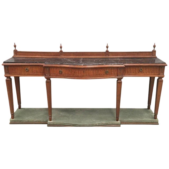 20th Century Louis XVI Style Neoclassical Console Table With Three Drawers For Sale