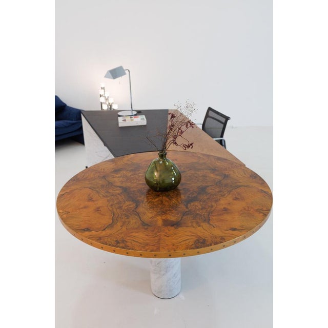 Animal Skin Desk in Carrara Marble & Burl Wood, Italy, 1980s For Sale - Image 7 of 8