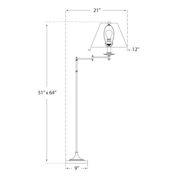 Traditional Chapman & Myers for Visual Comfort Signature Dorchester Swing Arm Floor Lamp in Antique-Burnished Brass with Black Shade For Sale - Image 3 of 3