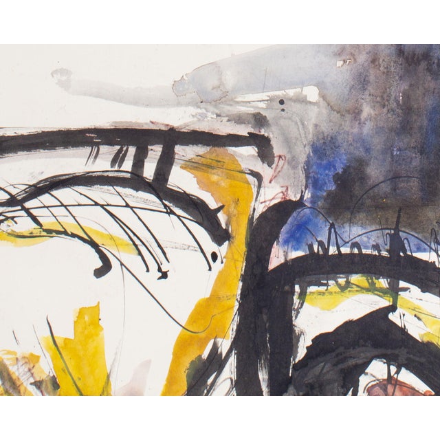Yellow 1964 Abstract Watercolor Painting Signed by James L. Bruch For Sale - Image 8 of 10