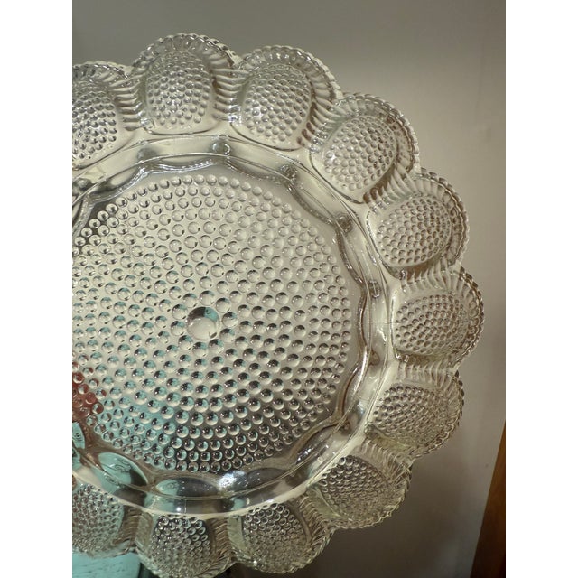 Transparent Vintage Glass Hobnail Egg Plate For Sale - Image 8 of 11