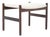 Mid-Century Danish Modern Wooden Stool in White Bouclé, 1960s For Sale