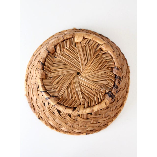 Vintage Handwoven Round Basket For Sale - Image 9 of 9