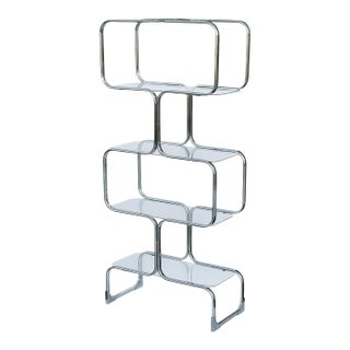 1970s Mid-Century Modern Tricom Italian Etagere or Wall Unit After Milo Baughman For Sale