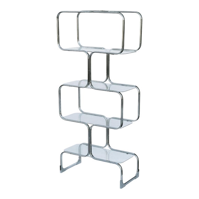 1970s Mid-Century Modern Tricom Italian Etagere or Wall Unit After Milo Baughman For Sale