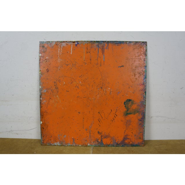 2015 Mike Elsass Abstract Modern Textured Metal Rust Art Plaque Panel 16" For Sale - Image 13 of 13