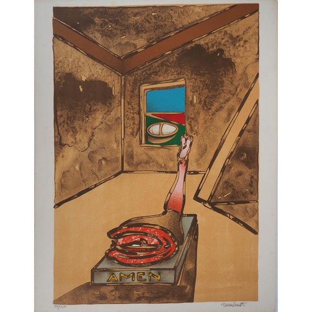 Antonio Recalcati, Surrealist Amen, Original Lithograph For Sale - Image 8 of 8