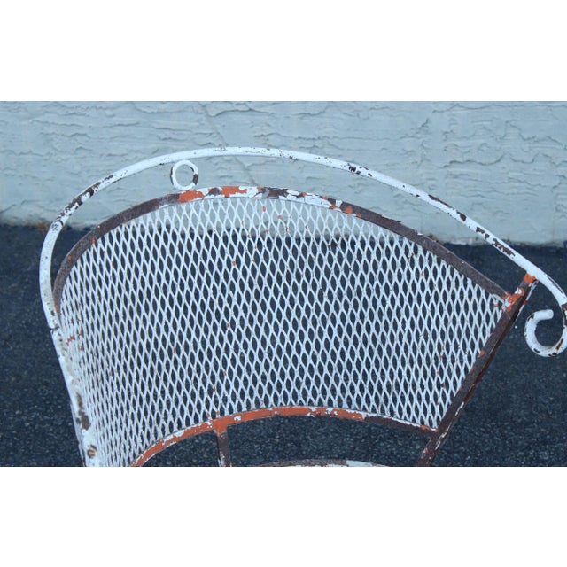 Mid Century Vintage Set of Four Wrought Iron Garden Chairs For Sale In Philadelphia - Image 6 of 12