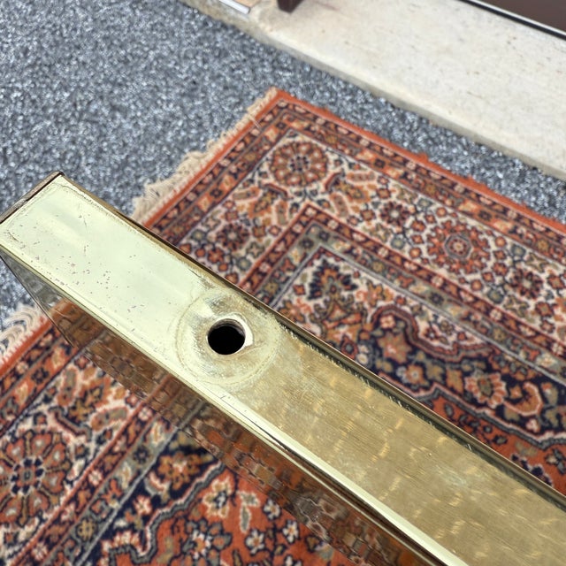 Vintage Pyramid Shaped Beige Travertine and Brass Dining Table Pedestal Base Attr. Artedi For Sale - Image 18 of 18