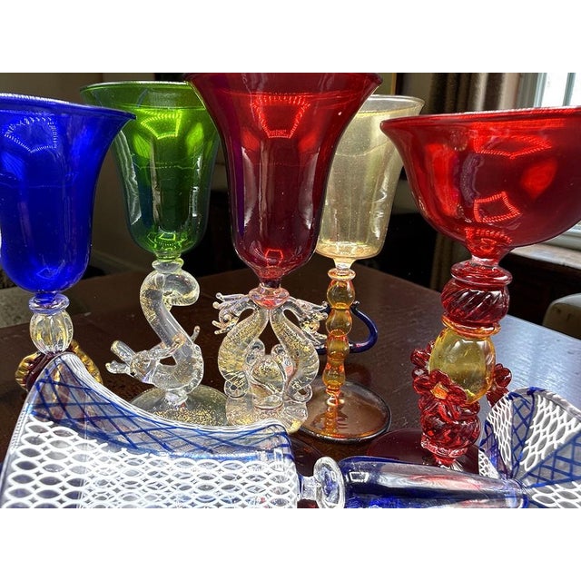 1970s Vintage Murano Glass Goblets, 1970s, Set of 6 For Sale - Image 5 of 15
