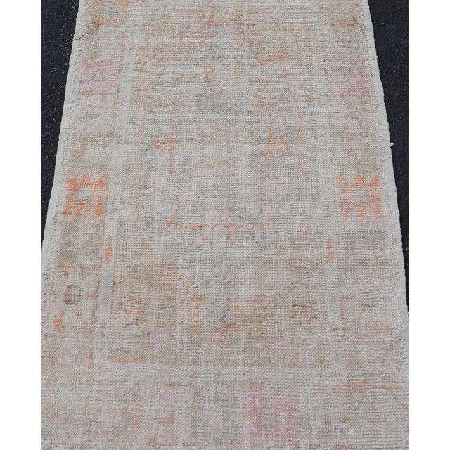 Tribal Turkish Muted Colored Oushak Rug Is Subdued Medallion Design For Sale - Image 3 of 11