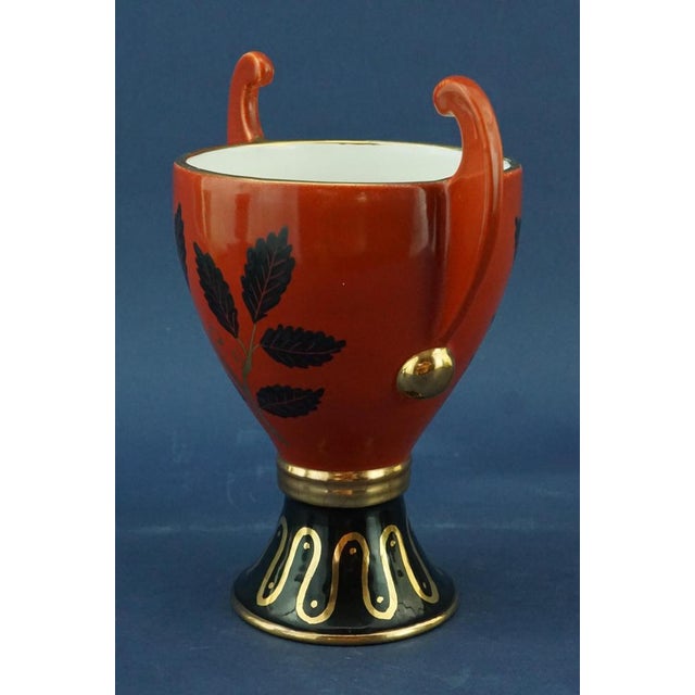 1940s 20th Century Futurist Two-Handled Ceramic Vase by Giuseppe Mazzotti of Mga, Italy, 1940s For Sale - Image 5 of 18
