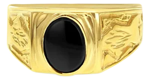 Oval Onyx Signet Ring 14k Yellow Gold, Size 9.5