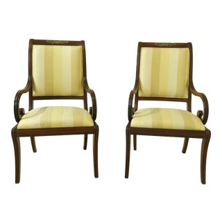 Henredon French Empire Style Mahogany Armchairs - a Pair For Sale