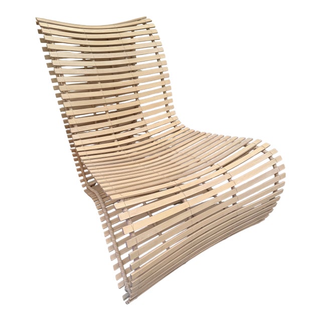 1980s English Willow Bat Slat Lounge Chair For Sale