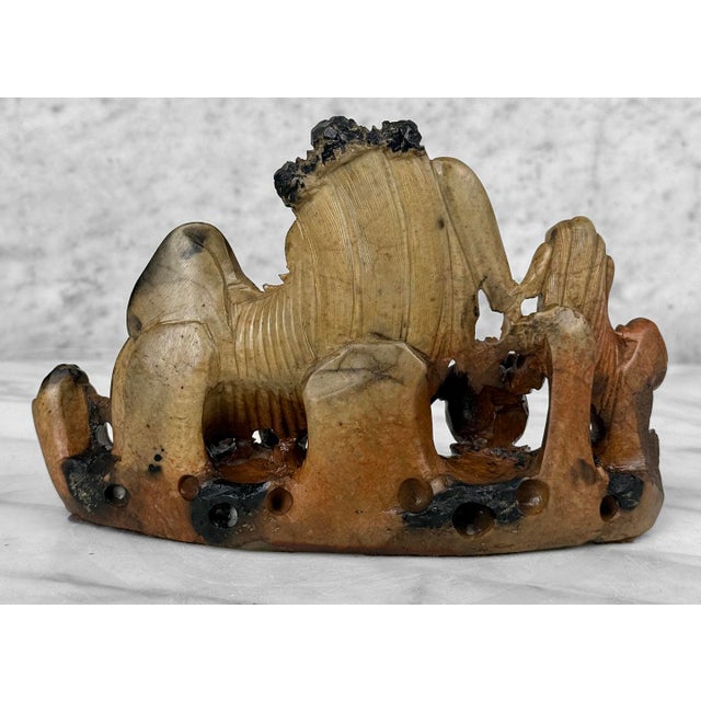 Antique 9" Traditional Chinese Soapstone Foo Dog & Cubs Sculpture For Sale - Image 4 of 10