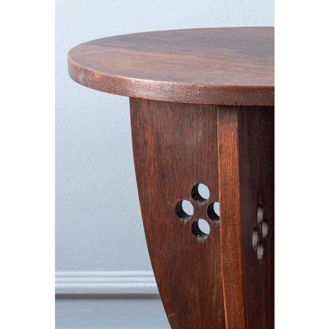 Brown French Arts & Crafts Oak Pedestal Table, 1920 For Sale - Image 8 of 11