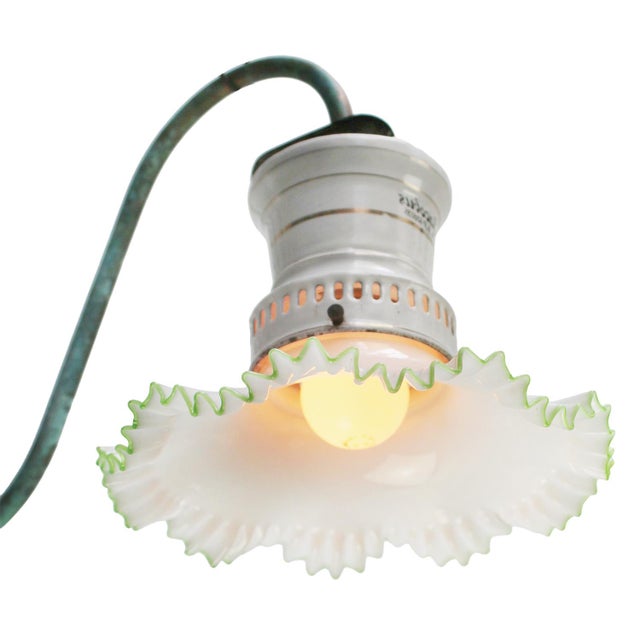 Copper Green and Enamel Converted Gas Wall Lamp, 1900s For Sale - Image 6 of 7