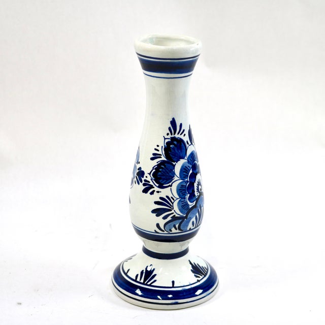 Traditional Mid-Century Blue and White Delft Bud Vase For Sale - Image 3 of 11