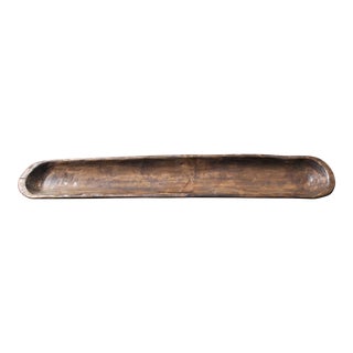 Early 19th Century Primitive Shabby Chic Carved Wood Oblong Bowl For Sale