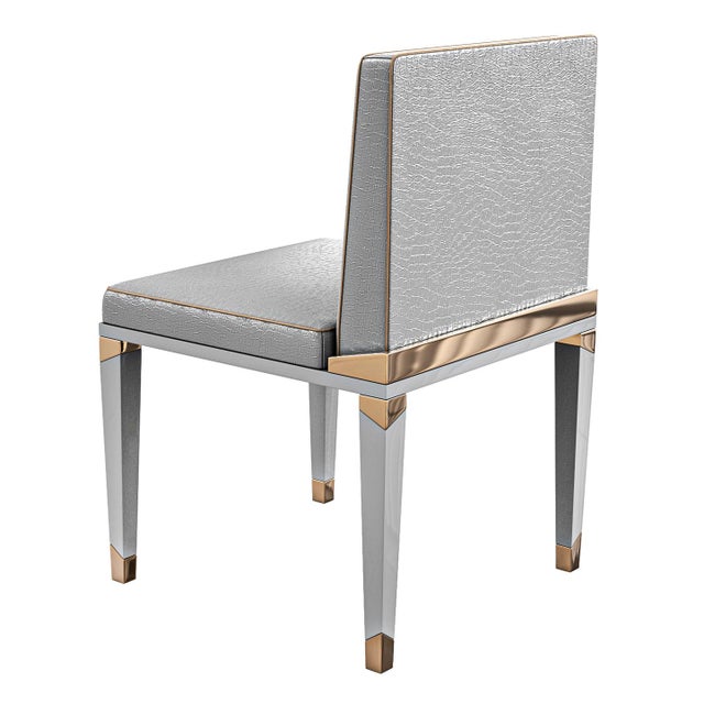 "Perla" Chair With Stainless Steel, Bronze Details, Handmade For Sale - Image 9 of 9