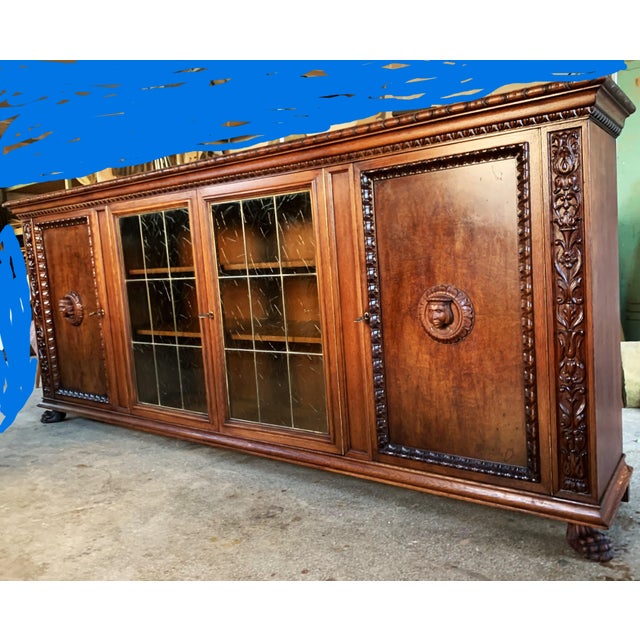 Wood Long Library in Neo-Renaissance Style, 1800s For Sale - Image 7 of 18