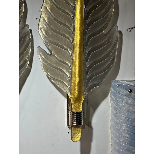 Murano Platinum Leaf Sconces For Sale - Image 4 of 5