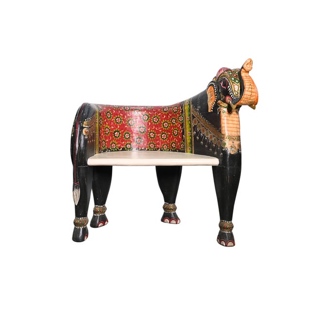 Contemporary Wooden Vintage Seating Bench Elephant Face - Outdoor Collectible Chair - 1990's For Sale - Image 3 of 5