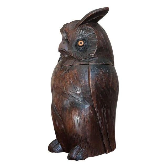Black Forest Carved Owl Tobacco Jar, 1930s For Sale - Image 6 of 8