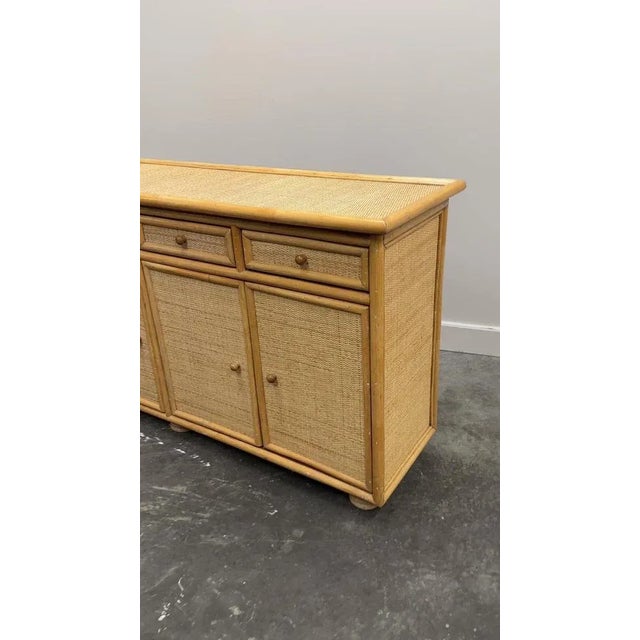 Vintage Bamboo and Rattan Sideboard, Italy, 1970s For Sale - Image 12 of 13