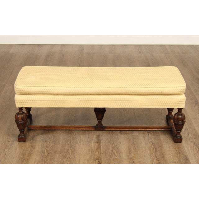 English Tudor Style Carved Oak Window Bench For Sale - Image 11 of 12