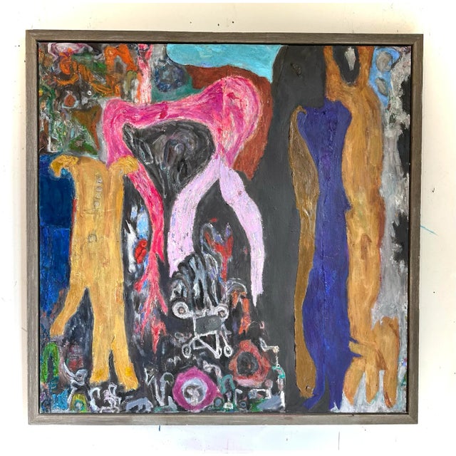 A large modern abstract painting on canvas by Virginia Artist Roderick Coles. The haunting and cerebral work titled...