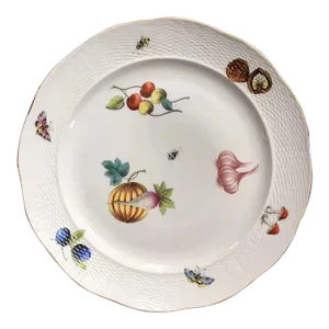 19th Century Continental Porcelain Plate in the Manner of Herend Market Garden