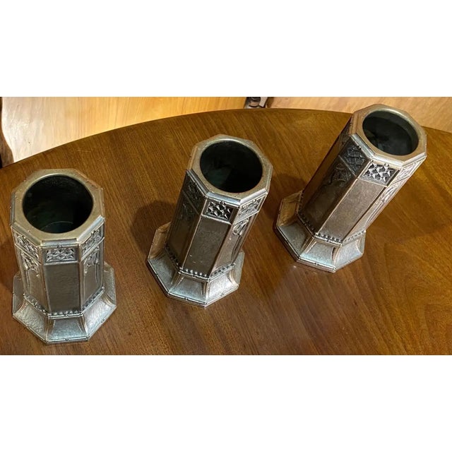 Early 20th Century Set of 3 Silvered Bronze Bud Vases From the Late 19th-Early 20th Century For Sale - Image 5 of 6