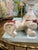 Charming Pair of Vintage Staffordshire Style Spaniels With Gilt Chain Collars and Parted Legs, Red & Cream Porcelain Dogs For Sale - Image 16 of 17