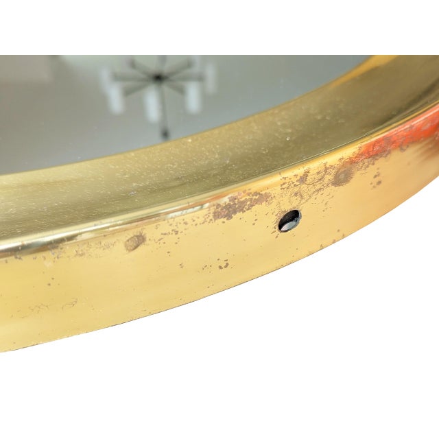 Large Italian Brass Wall Mirror, 1970s For Sale - Image 12 of 14